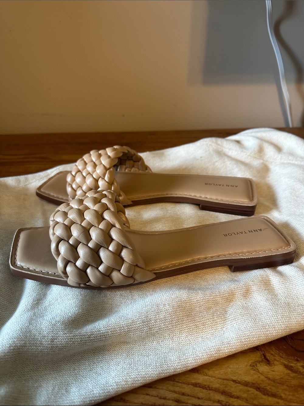 Ann Taylor Woven Slide Sandals in Beige - Picture 3 of 3
